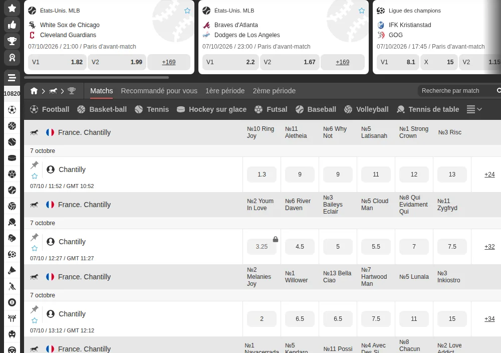 Programme des courses hippiques proposé par MegaPari